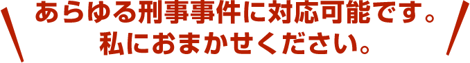 あらゆる刑事事件に対応可能です。私におまかせください。